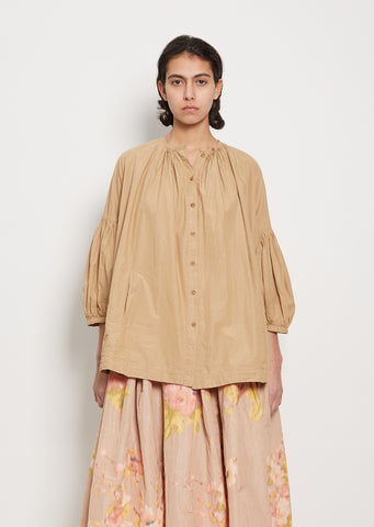 Light Cotton Paper 3 by 3 Shirt — Camel