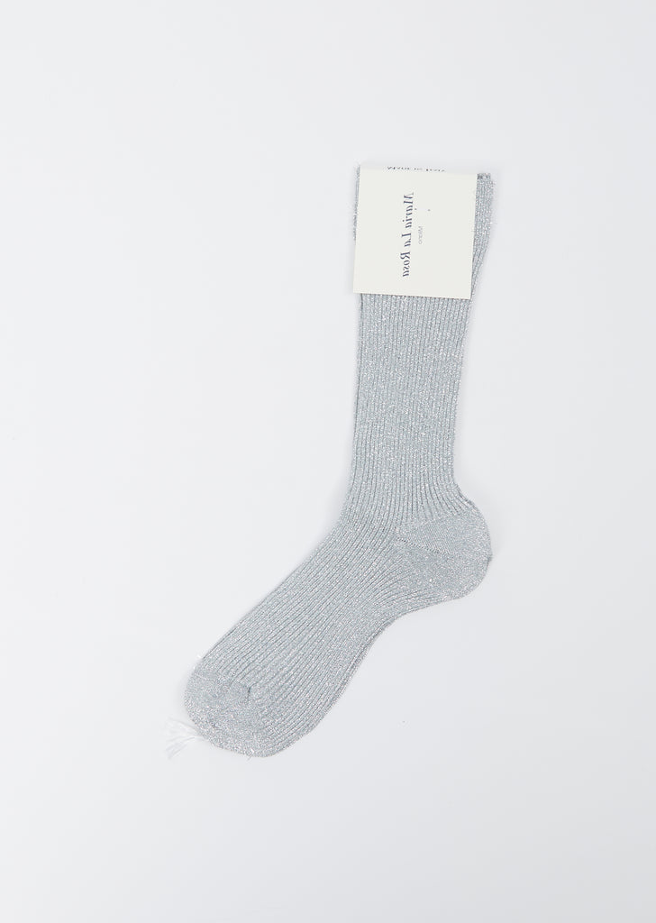 Metallic Mid-Calf Socks — Silver