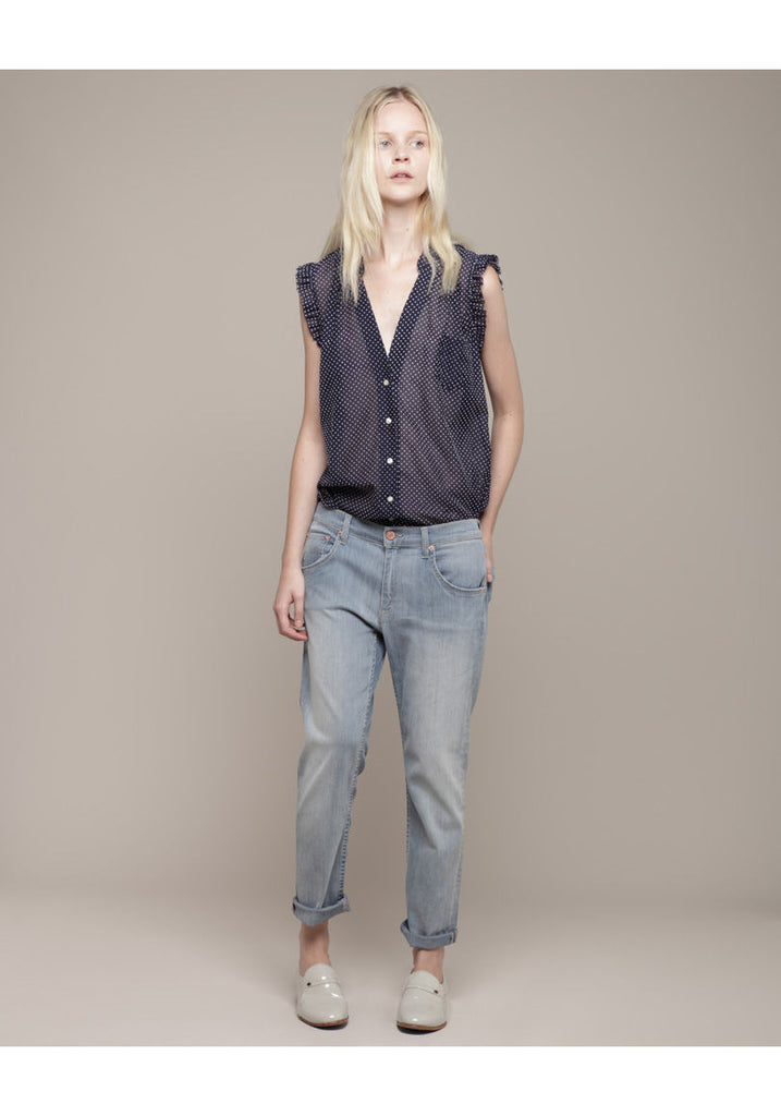 Mini Dot Ruffled Top