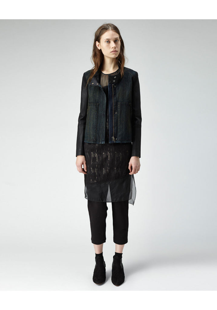 Funnel Neck Denim Jacket