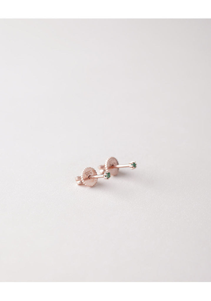 Rose Gold Emerald Stud Earrings