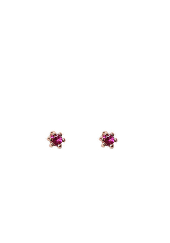 Rose Gold Ruby Stud Earrings