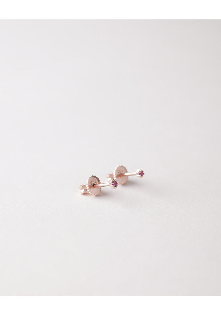 Rose Gold Ruby Stud Earrings