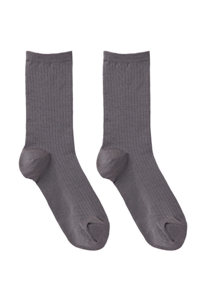 Silk Rib Crew Socks
