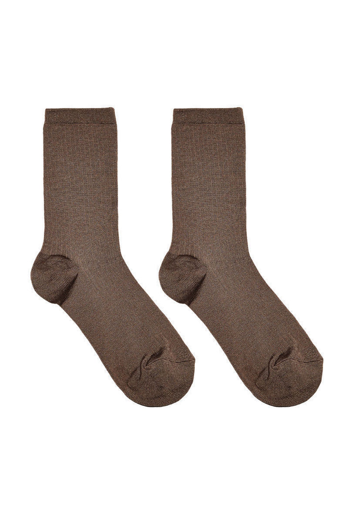 Silk Rib Crew Socks