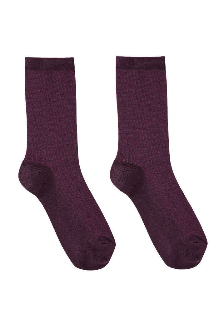 Silk Rib Crew Socks