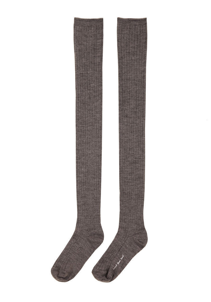 Wool Rib Thigh High Socks