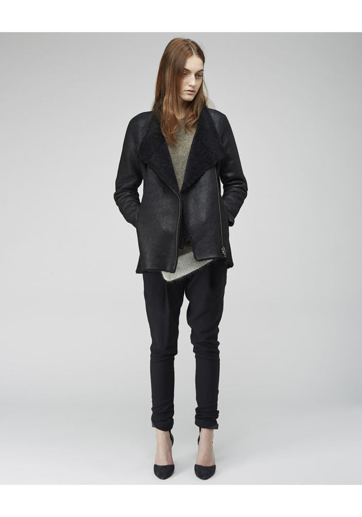 Double Collar Shearling Coat