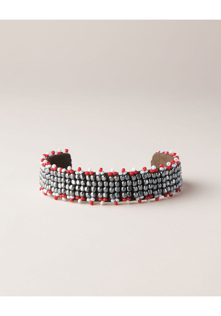 Abey Silver Beaded Cuff