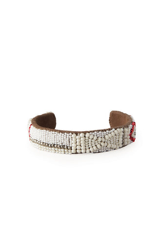 Abey White Beaded Cuff