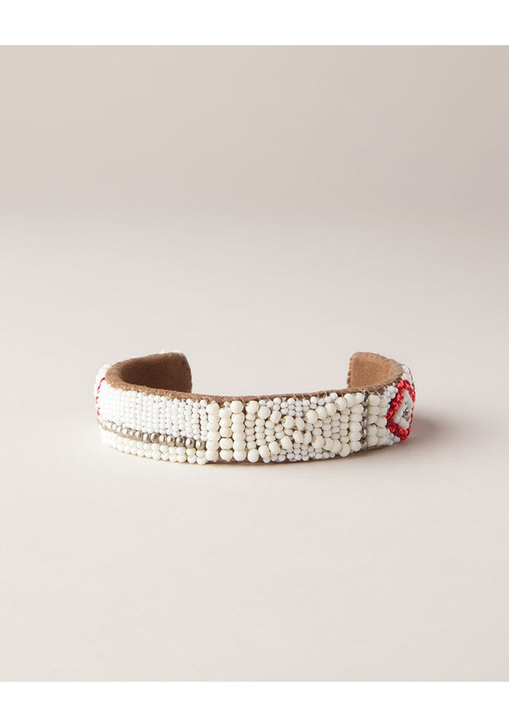 Abey White Beaded Cuff