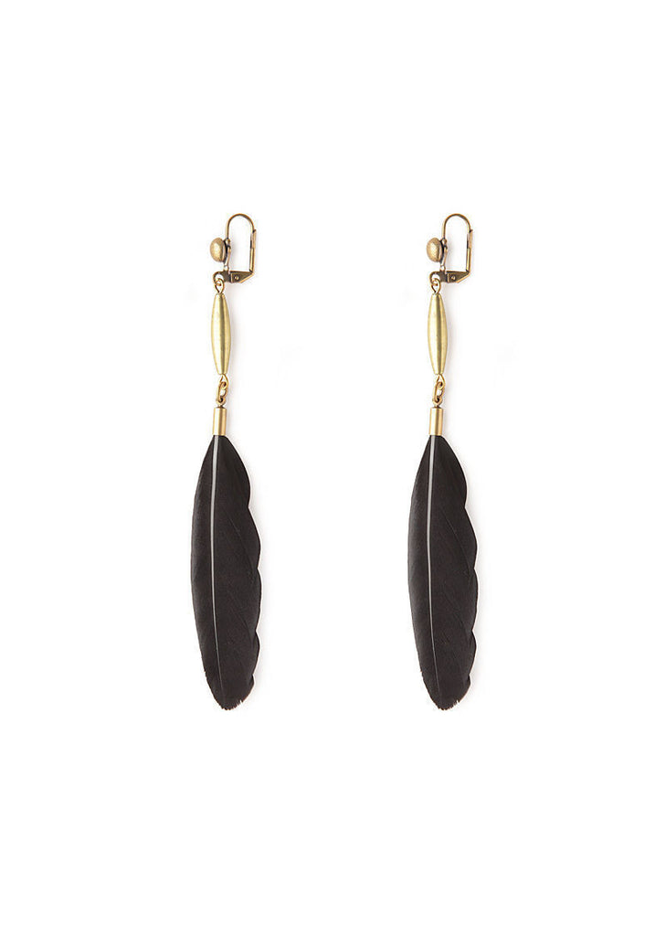 Black Sweat Feather Earrings