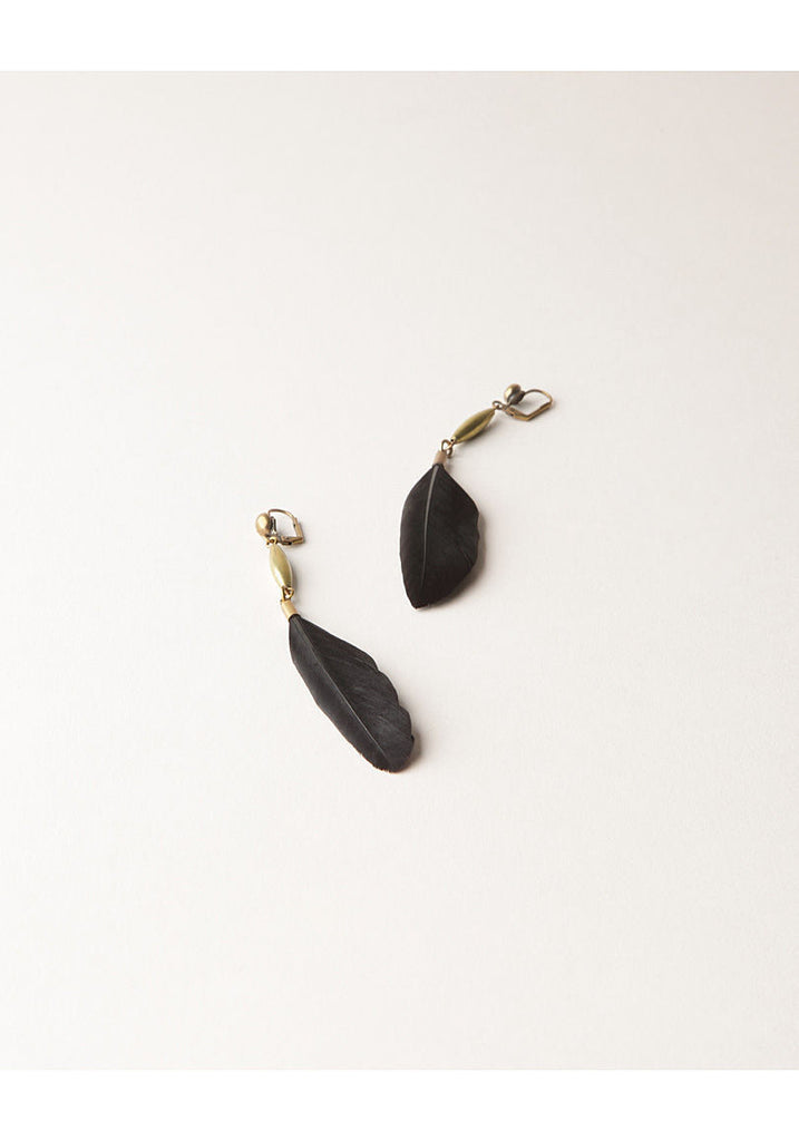 Black Sweat Feather Earrings