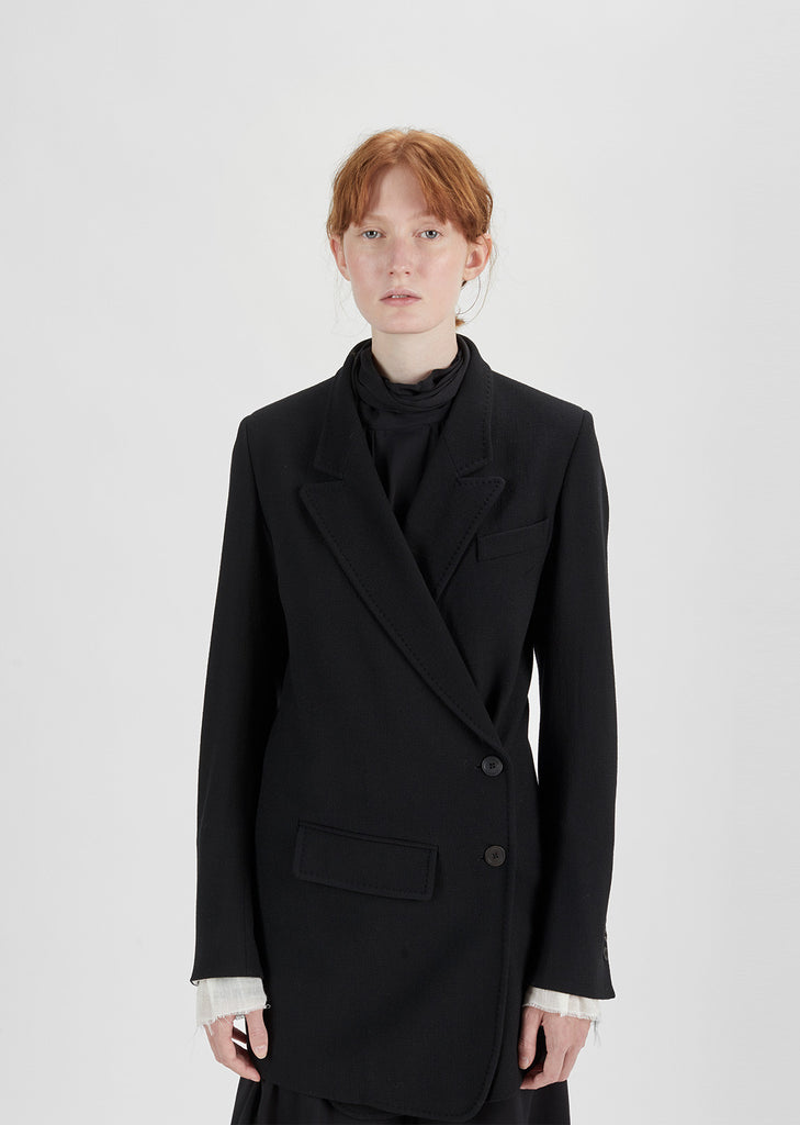 Wrapover Wool Blazer