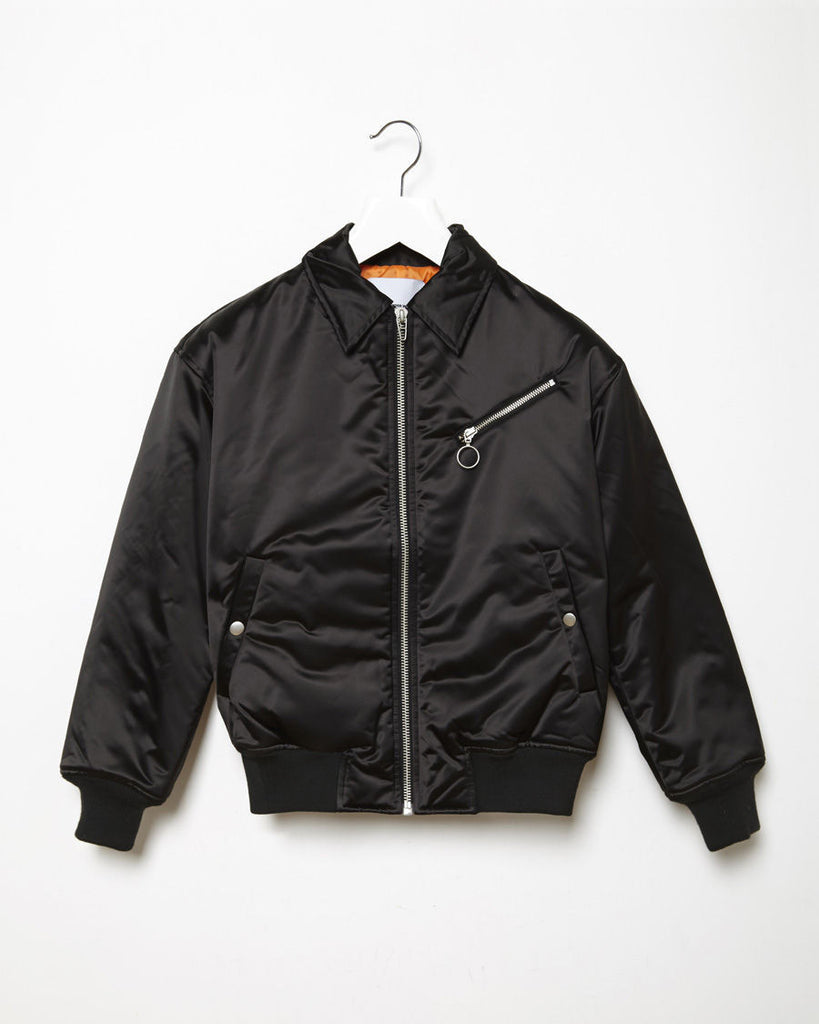 Collared Nylon Bomber