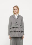 Wool Houndstooth Tiered Blazer