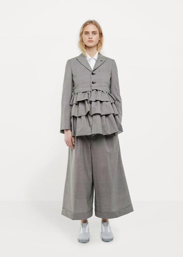 Wool Houndstooth Tiered Blazer