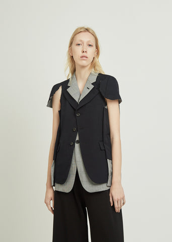 Wool Gabardine X Wool Glen Check Jacket