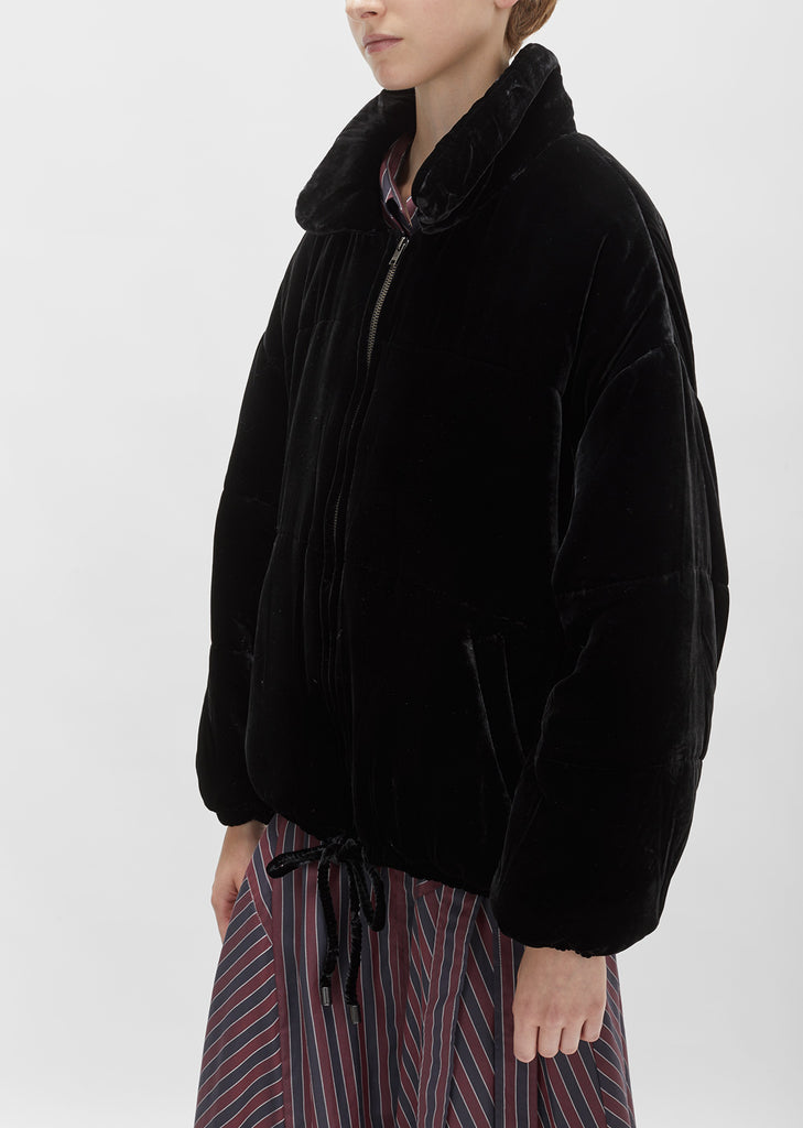 Telima Drawstring Velvet Bomber