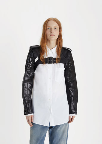 Synthetic Leather Sleeve Jacket