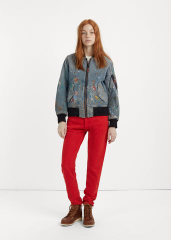 Denim MA-1 Art Damaged Jacket