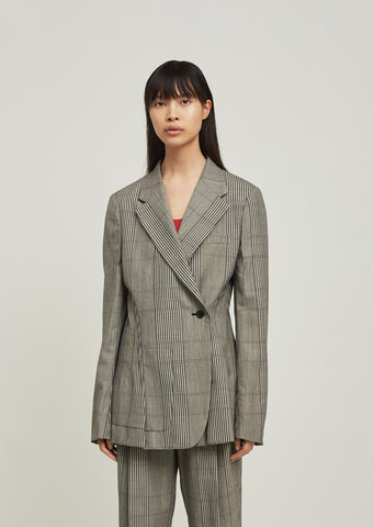 Over Check Wool Blazer