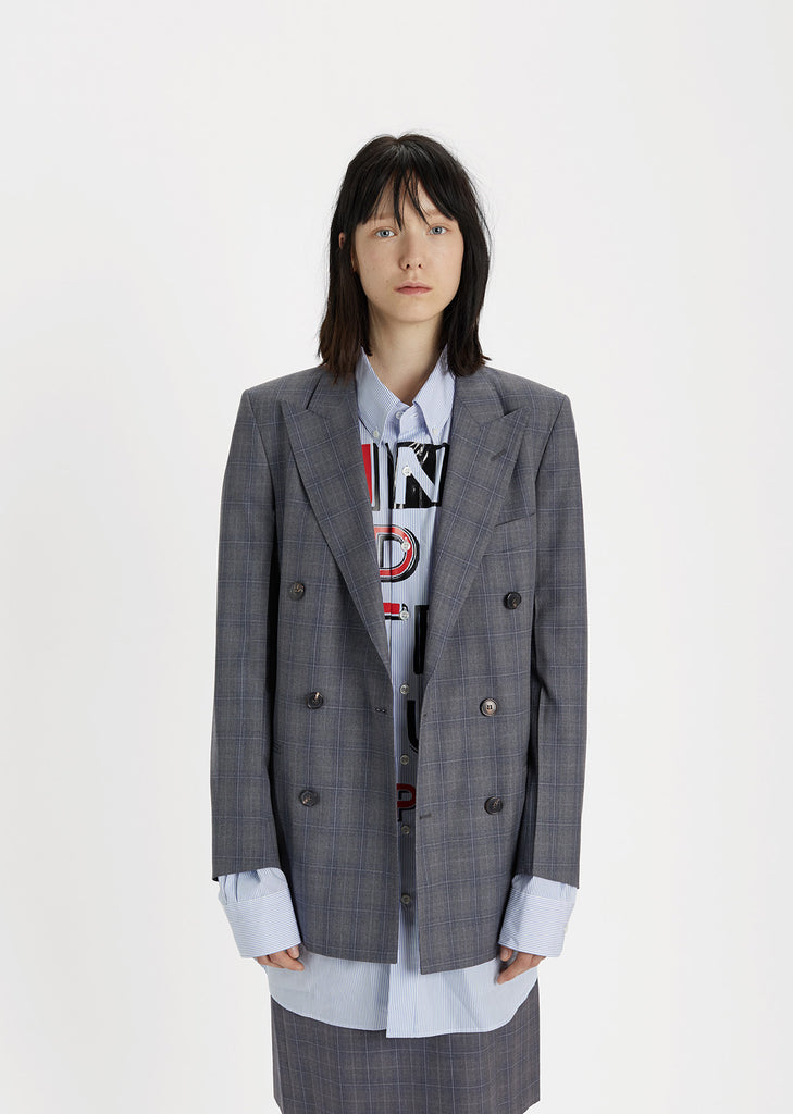 Double Breasted Check Blazer