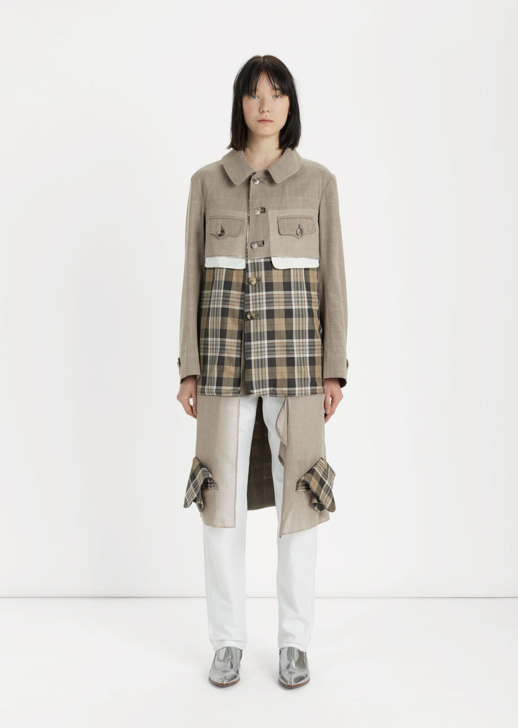Wool Gauze Hooded Trench Coat