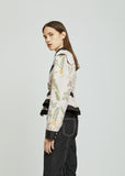 Bird Brocade Detachable Sleeve Jacket