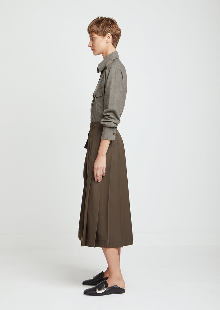 Fleet Fluid Wool Midi Skirt