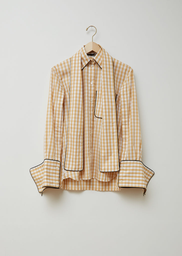 Scarf Collar Gingham Shirt