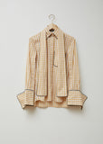 Scarf Collar Gingham Shirt