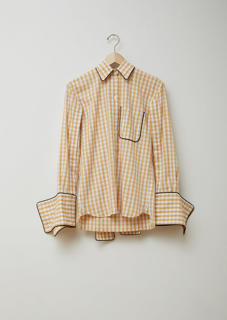 Scarf Collar Gingham Shirt