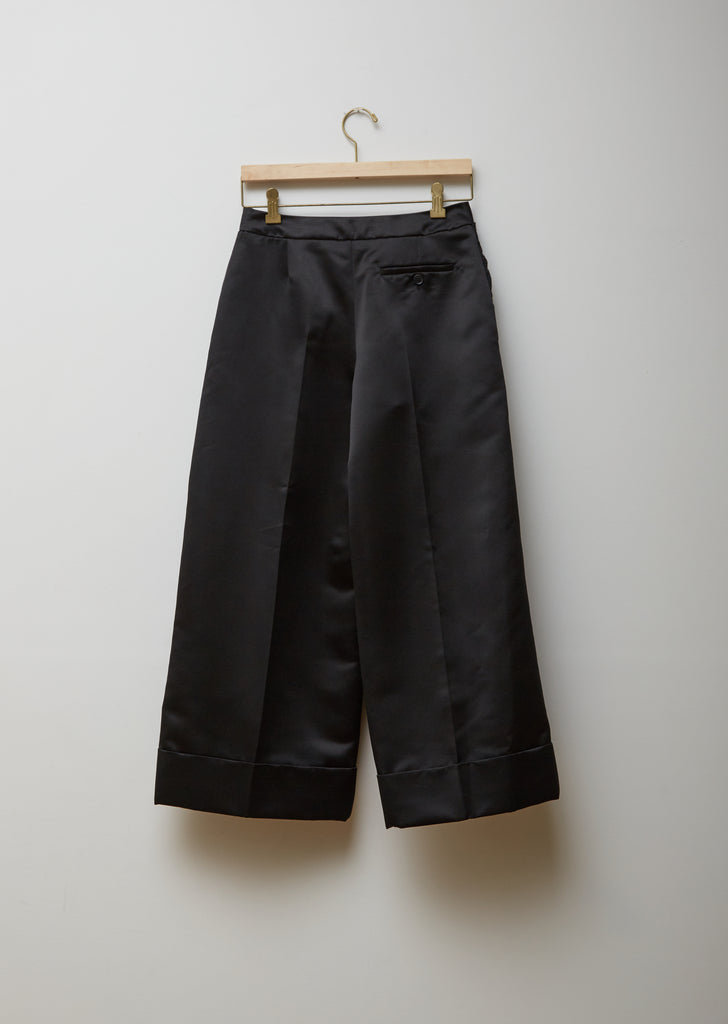 Wide Leg Tailored Trousers With Smocked Pocket