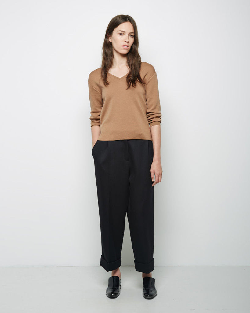 Gathered Sleeve V-Neck