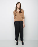 Gathered Sleeve V-Neck