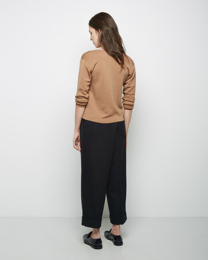 Gathered Sleeve V-Neck