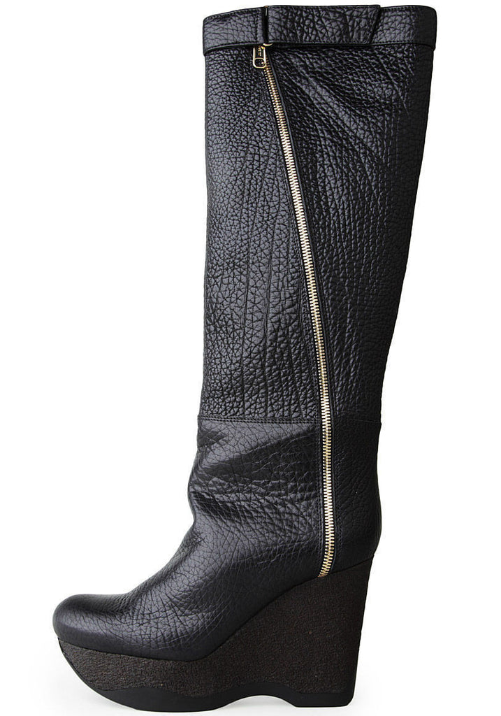 Pebble Leather Wedge Boot