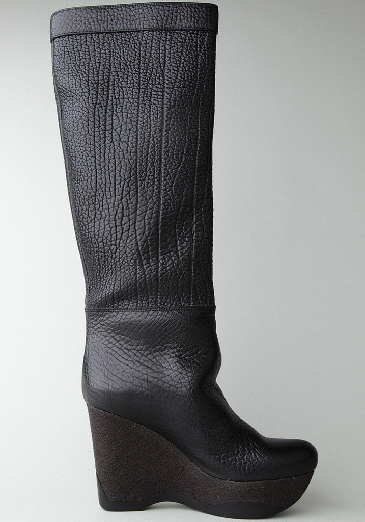 Pebble Leather Wedge Boot