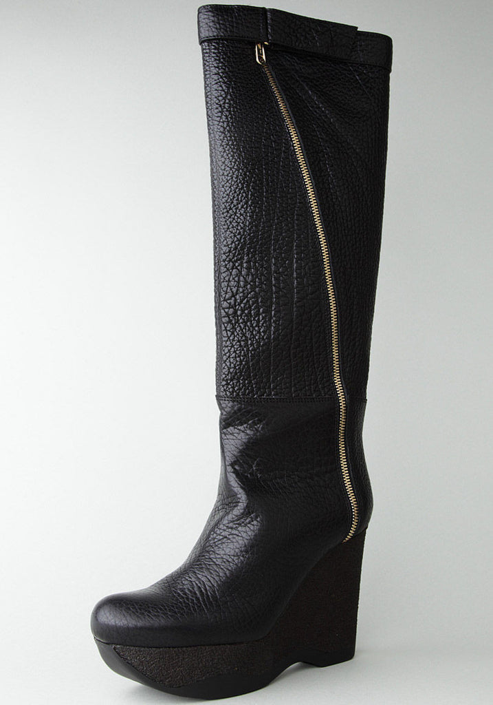Pebble Leather Wedge Boot