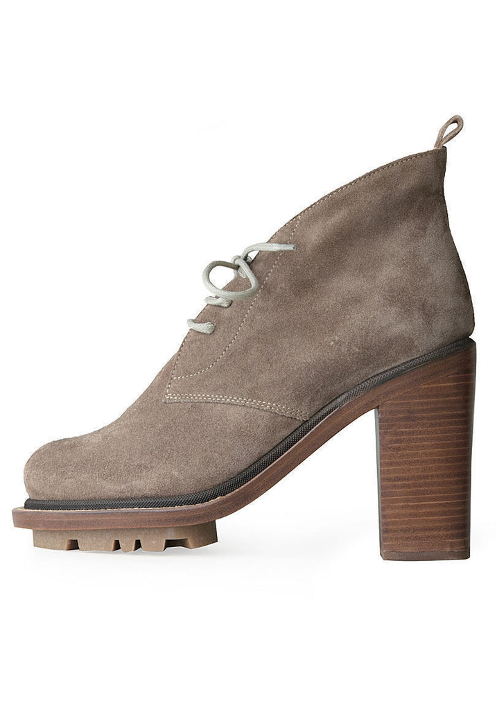 Suede High Heel Lace-Up Ankle Boot