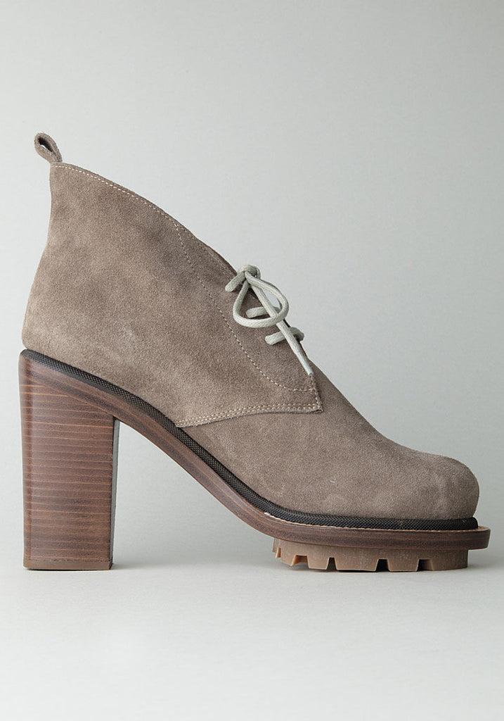 Suede High Heel Lace-Up Ankle Boot