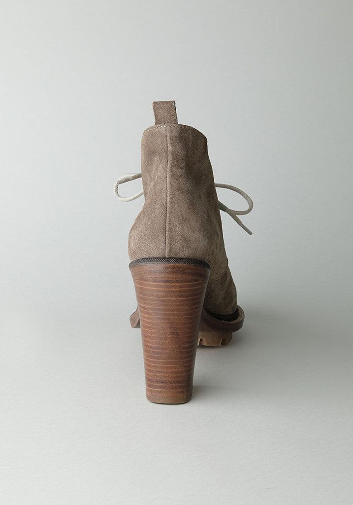 Suede High Heel Lace-Up Ankle Boot