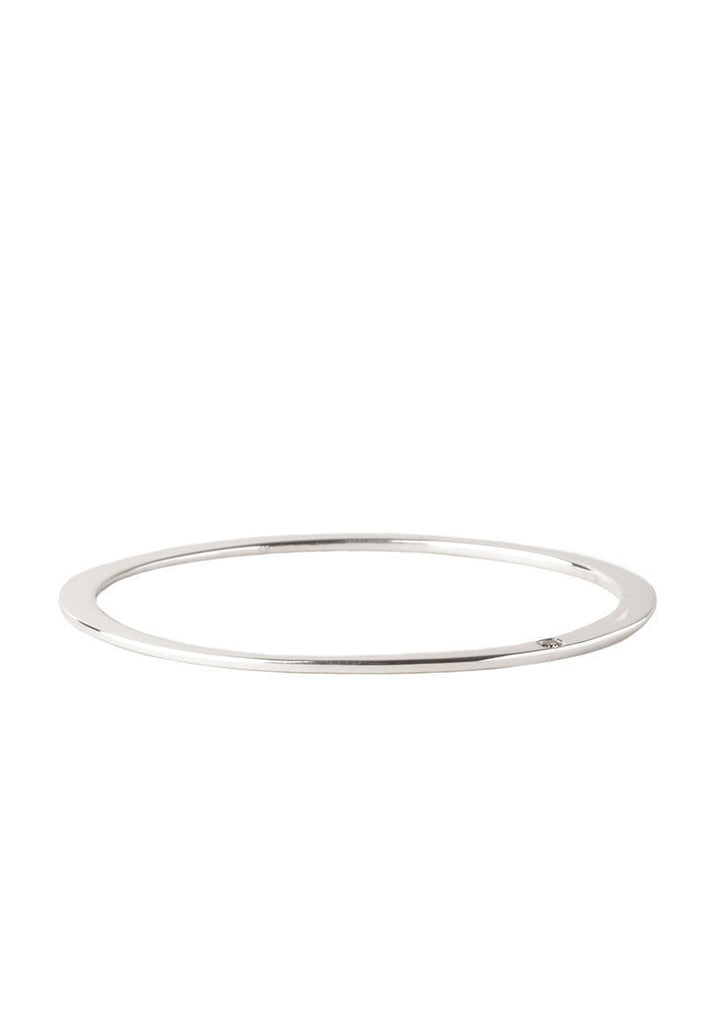 Silver Oval Bangle with Cognac Diamond