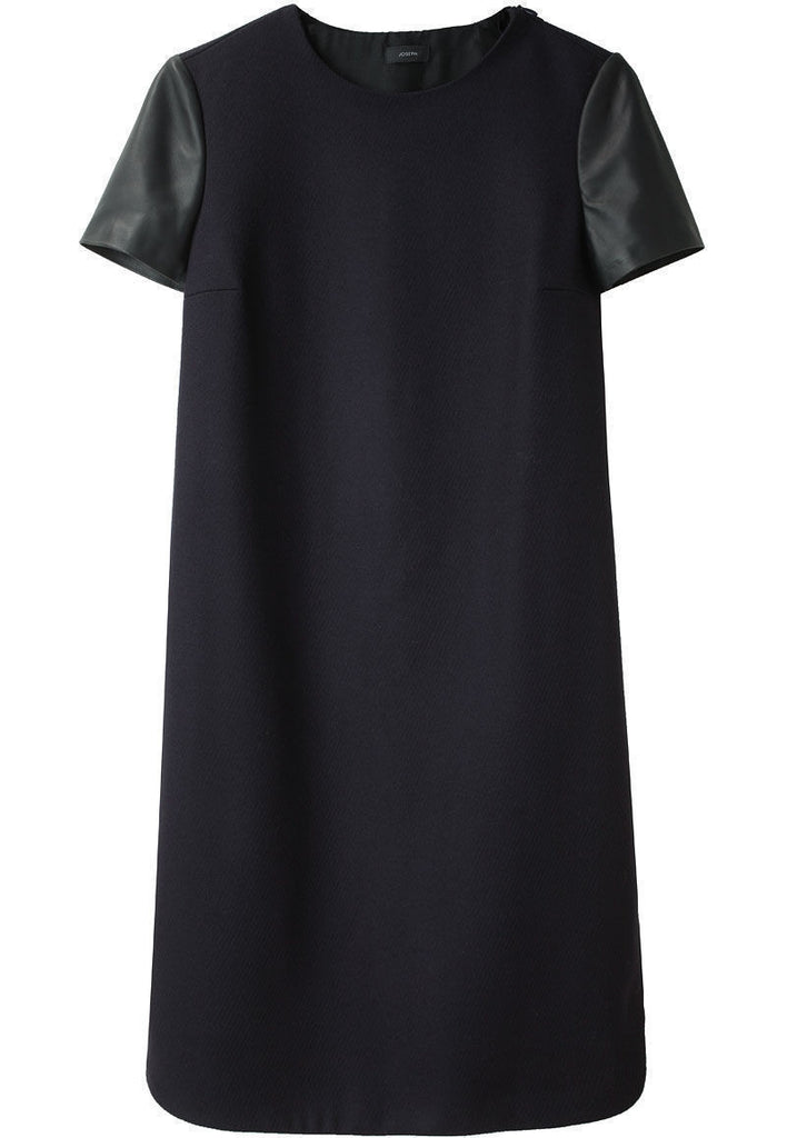 Wool Shift w/ Leather Sleeves