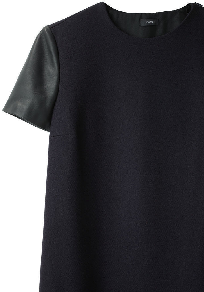 Wool Shift w/ Leather Sleeves