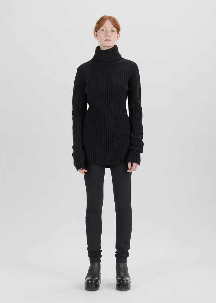 Wool Cashmere Ribbed Turtleneck