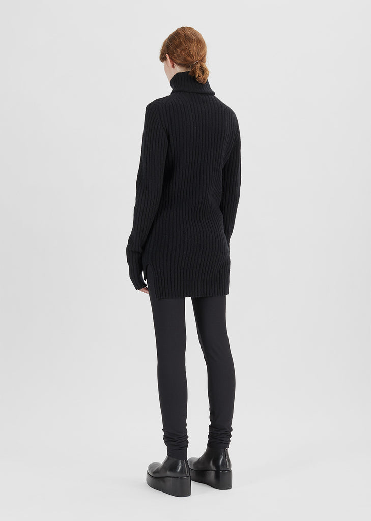 Wool Cashmere Ribbed Turtleneck