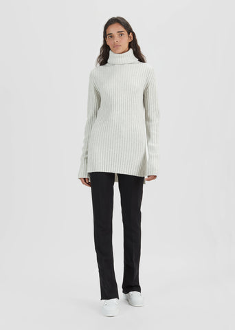 Wool Cashmere Ribbed Turtleneck