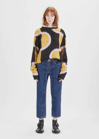 Fixed Pleats Straight Jeans